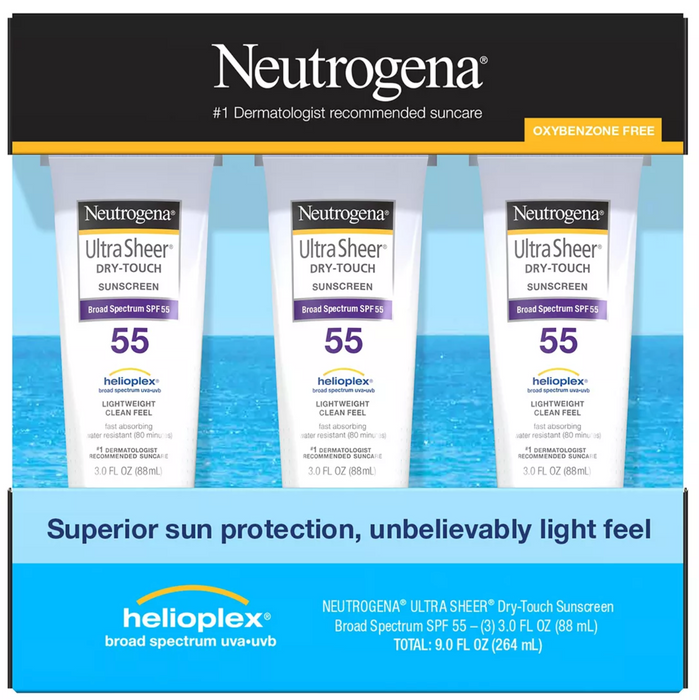 Neutrogena Ultra Sheer Dry-Touch Sunscreen Lotion, 3-Pack, 3 x 3 oz