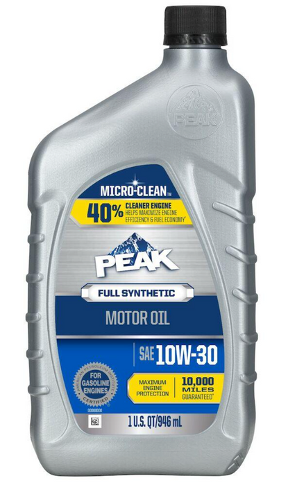 Peak 10W-30 Full Synthetic Motor Oil With Micro-Clean , 1 qt