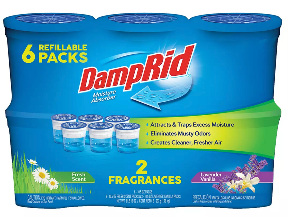 Damprid 6-Pack Fresh Scent Moisture Absorbing Refillable Cups , 6 ct