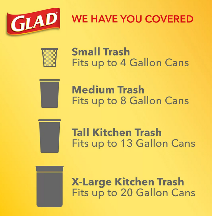 Glad ForceFlex 13-Gallon Drawstring Trash Bags, 150 ct