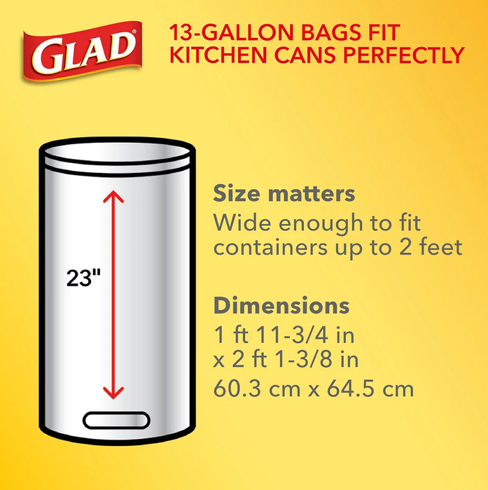 Glad ForceFlex 13-Gallon Drawstring Trash Bags, 150 ct