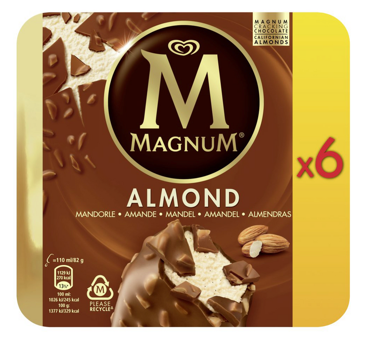 Magnum Almond Ice Cream Bars, 6 ct