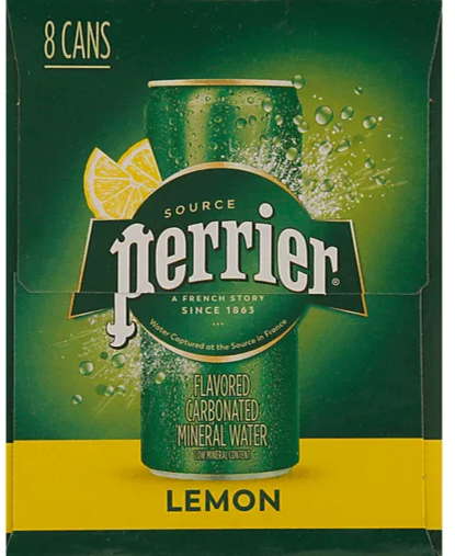 Perrier Lemon Flavored Carbonated Mineral Water , 8 x 11.15 oz