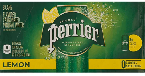 Perrier Lemon Flavored Carbonated Mineral Water , 8 x 11.15 oz