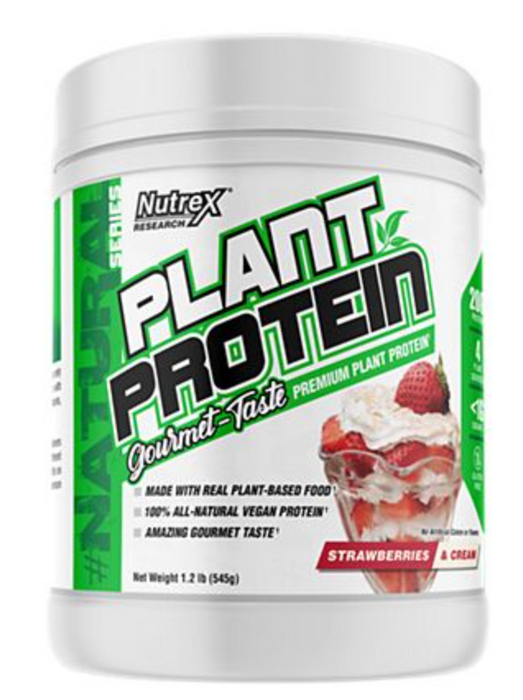 Nutrex Plant Protein Gourmet-Taste Protein Powder, Strawberries & Cream Flavor , 1.2 lbs