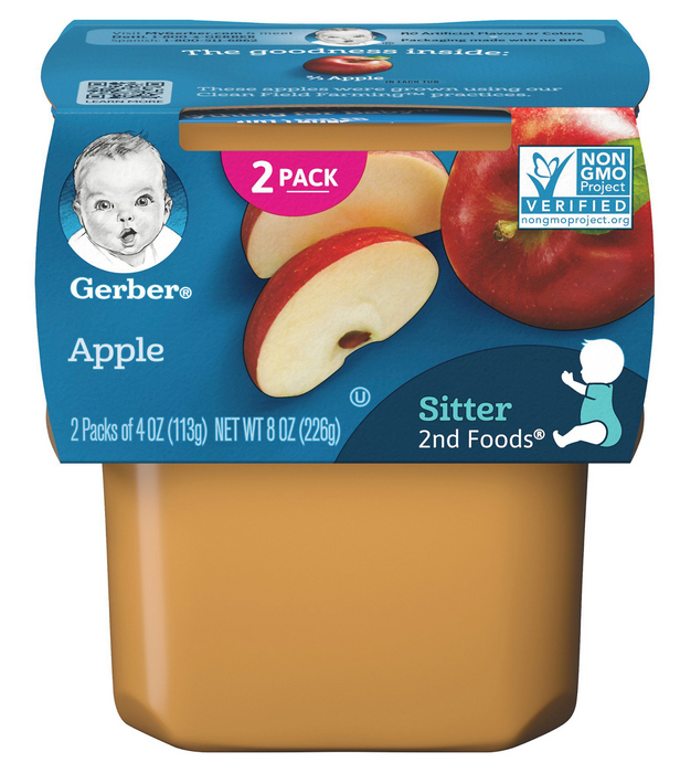 Gerber 2nd Foods Apple Baby Food, 2-Pack , 2 x 4 oz