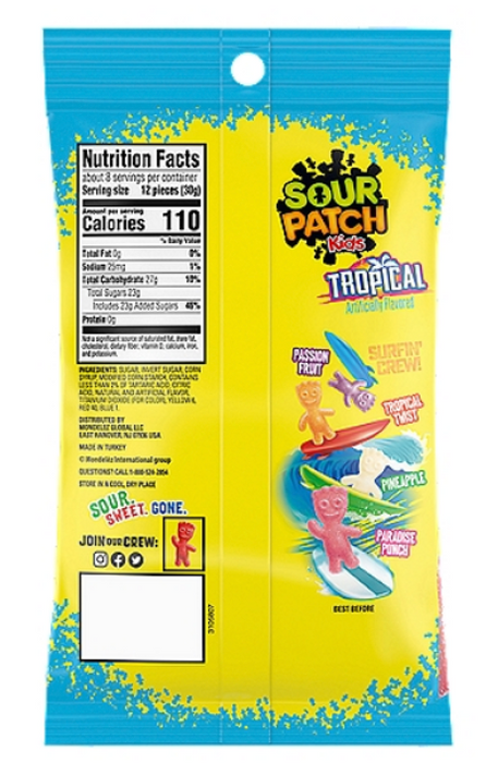 Sour Patch Kids Tropical Sour Gummy Candy , 8 oz