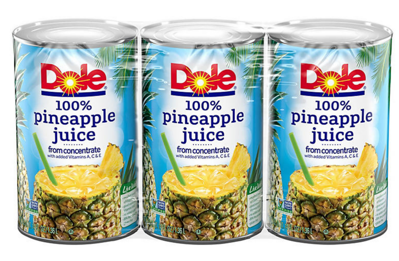 Dole 100% Pineapple Juice , 3 x 46 oz