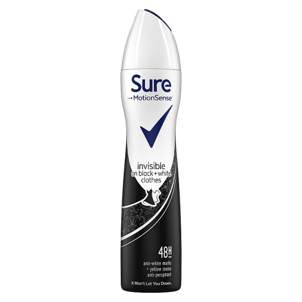 Sure Black & White Invisible Anti-Perspirant Deodorant , 250 ml