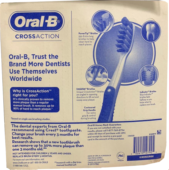 Oral B Cross Action Medium Size Toothbrushes, Value Pack, 8 ct