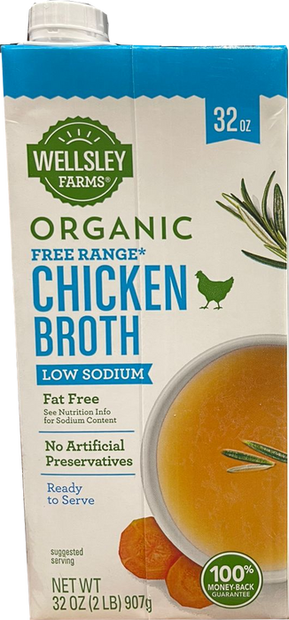 Wellsley Farms Organic & Low Sodium Chicken Broth, 32 oz