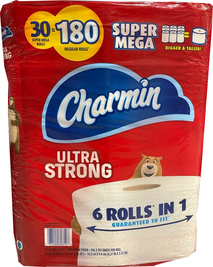 Charmin Super Mega Ultra Strong Toilet Paper Rolls, 396 2-Ply Sheets, 30 ct