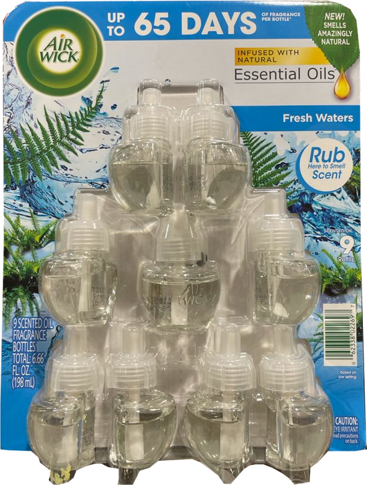Air Wick Essential Oils Refills, Fresh Water Scent , 9 pcs
