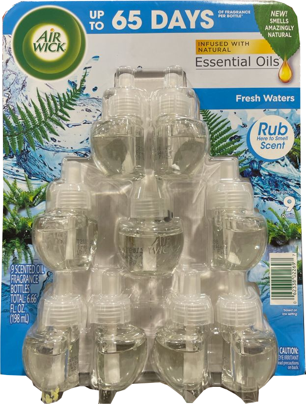 Air Wick Essential Oils Refills, Fresh Water Scent , 9 pcs