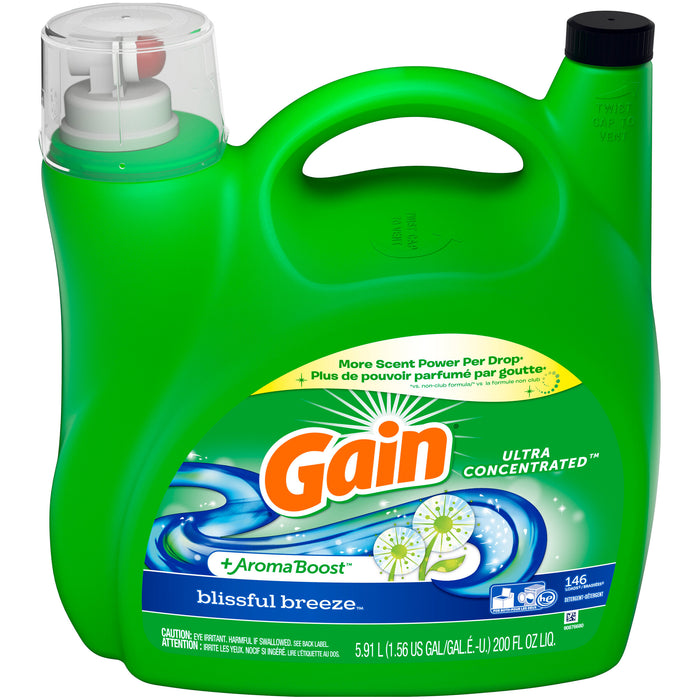 Gain Ultra Concentrated Liquid Laundry Detergent, Blissful Breeze Scent , 200 oz